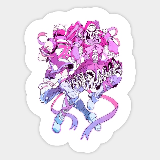 Soldier and Reaper, Pretty in Pink Sticker by H0lyhandgrenade